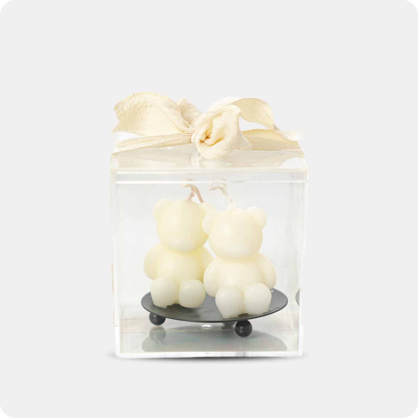 Two baby bear on stand candle