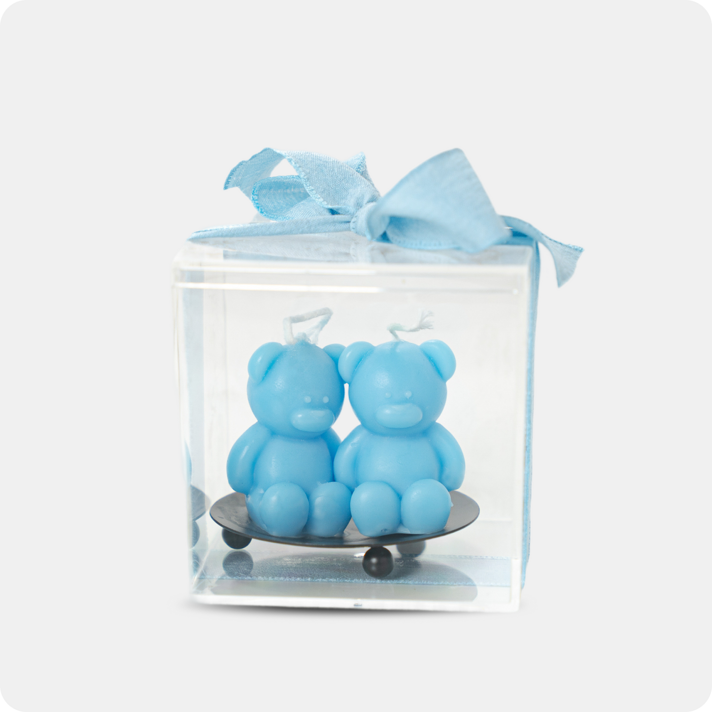 Two baby bear on stand candle