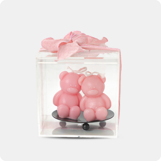 Two baby bear on stand candle