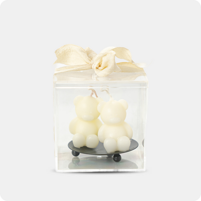 Two baby bear on stand candle