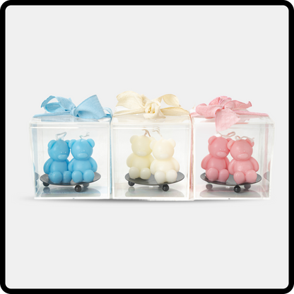 Two baby bear on stand candle