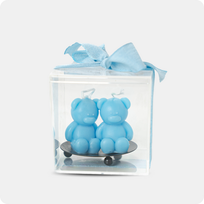 Two baby bear on stand candle