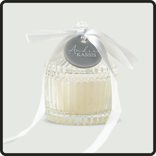 Carousel candle jars with ribbon and tag